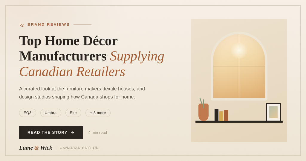 Top home decor manufacturers supplying Canadian retailers, featuring EQ3, Umbra, and Elte