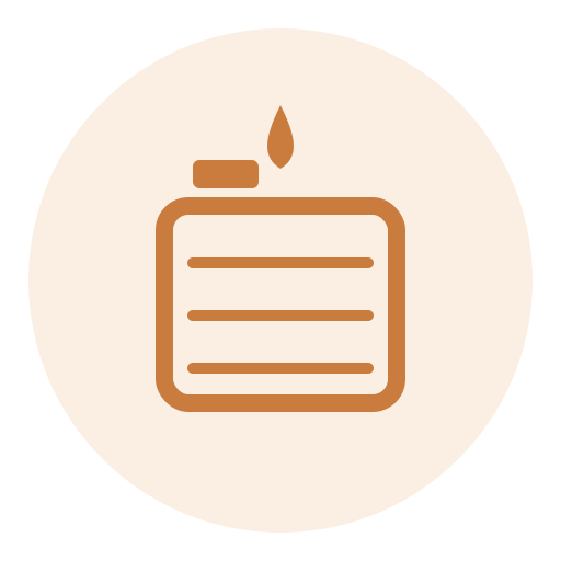 Candle wax calculator icon showing a wax jar with measuring lines
