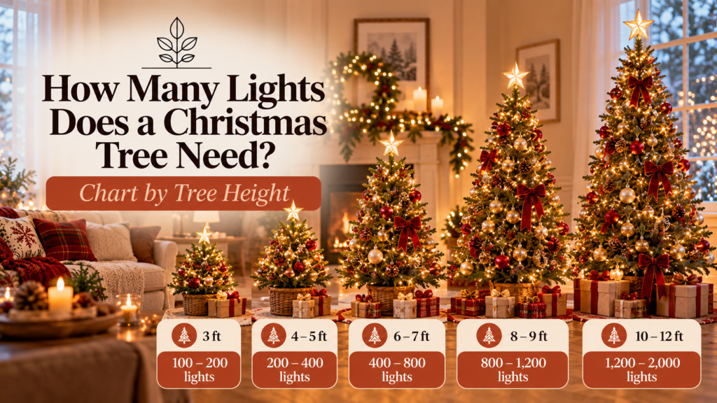How Many Lights Does a Christmas Tree Need? Chart by Tree Height